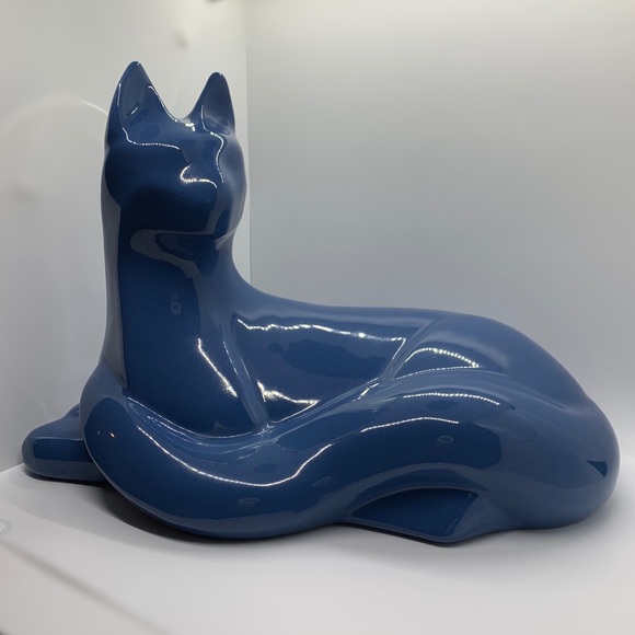 Haeger Accents Vintage Large Haeger Ceramic Blue Cat Figurine